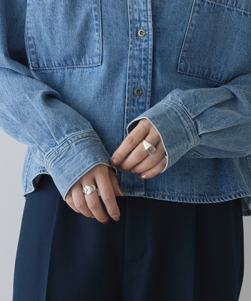 「AMERICAN HOLIC」 長袖シャツ L インディゴブルー レディース_画像7