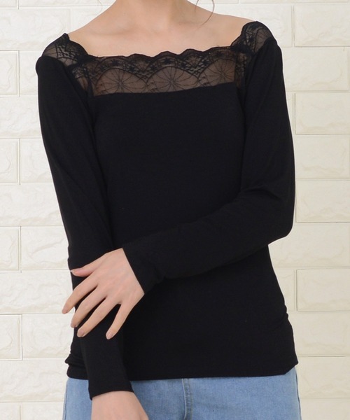 Lace Ladies ブラウス シャツ 2WAY 長袖レーストップス