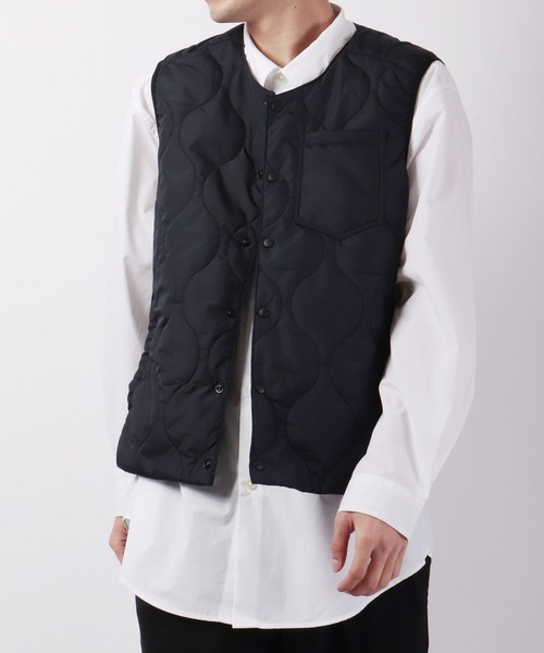 ダウンベスト ダウン Root Three 裏アルミ ポリタフタ ブロックキルト 中綿ベスト 最前線の