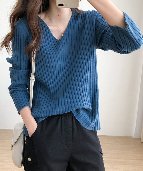 Le Grand Bleu❤Vネックセーター　ニット　レディース　トップス Le Grand Bleu❤Vネックセーター ニット レディース 即購入可能の通販