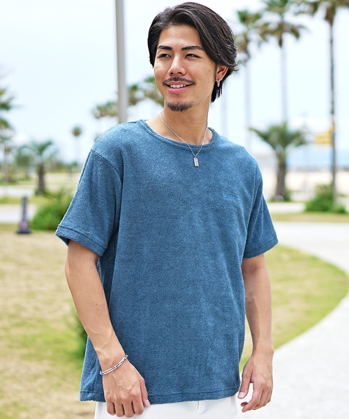 boohoo MAN★オーバーサイズ 半袖 クルーネック クロス Tシャツ リンクスジャガード 市松柄 クルーネック半袖Tシャツ[品番