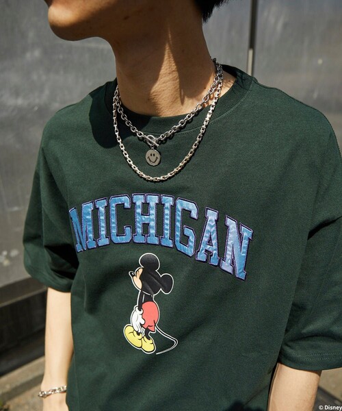 Tシャツ Tシャツ Disney ディズニー ミッキーマウス 別注ミッキーカレッジロゴtシャツ ユニセックス ビッグシルエット サテン刺繍 キャラt Zozotown Yahoo 店 通販 Yahoo ショッピング