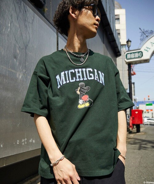 Tシャツ Tシャツ Disney ディズニー ミッキーマウス 別注ミッキーカレッジロゴtシャツ ユニセックス ビッグシルエット サテン刺繍 キャラt Zozotown Yahoo 店 通販 Yahoo ショッピング