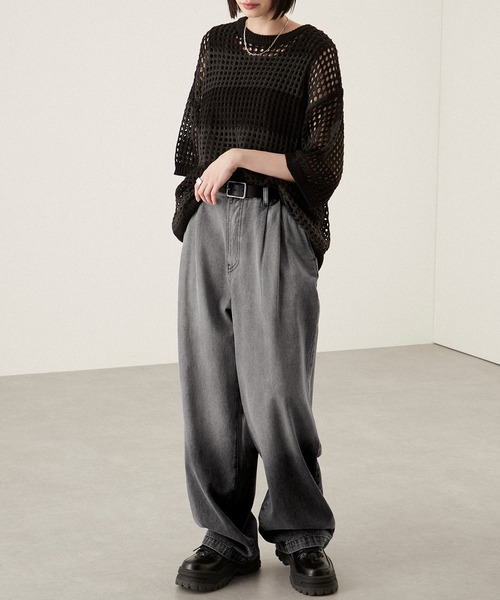 ジーンズ 「Alfred Alex」gradation wide straight denim pants