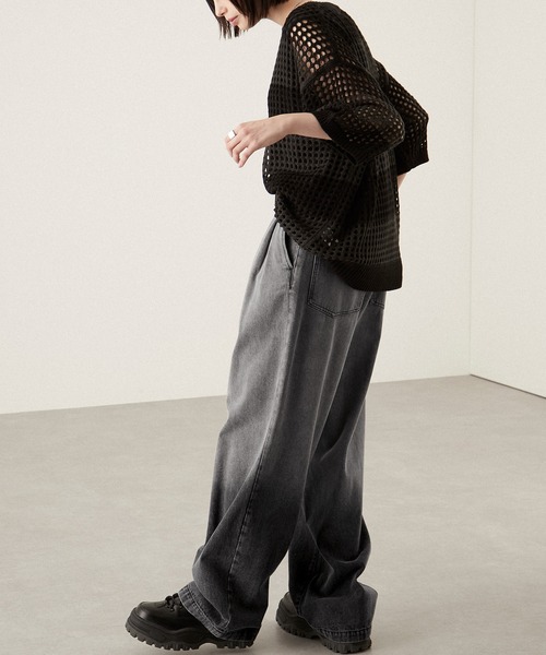 ジーンズ 「Alfred Alex」gradation wide straight denim pants