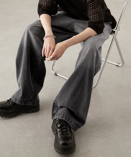 ジーンズ 「Alfred Alex」gradation wide straight denim pants