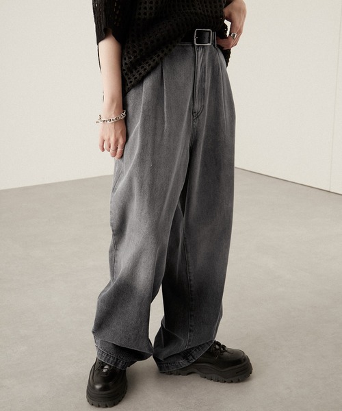 メンズジーンズ グラデーション ストレート カジュアル ワイド セール】Wide straight gradation denim / ワイドストレート