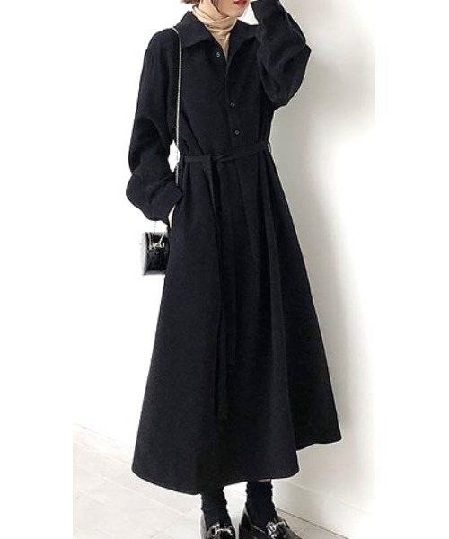 【再入荷】リュクスなシンプルウエストマーク ひざ下 ワンピース 再入荷】リュクスなシンプルウエストマーク ひざ下 ワンピース