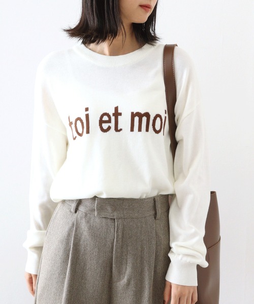 ニット セーター EGLANTINE インターシャロゴプルオーバー レディース EGLANTINE ニット セーター インターシャロゴプルオーバー