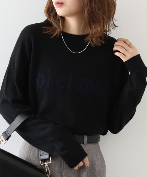 ニット セーター EGLANTINE インターシャロゴプルオーバー レディース EGLANTINE ニット セーター インターシャロゴプルオーバー