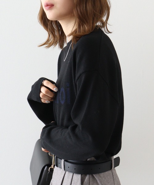 EGLANTINE ニット セーター インターシャロゴプルオーバー