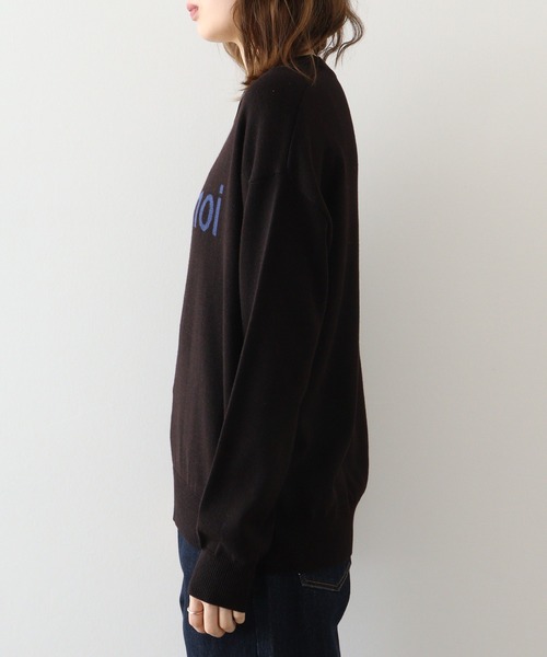 ニット セーター EGLANTINE インターシャロゴプルオーバー レディース EGLANTINE ニット セーター インターシャロゴプルオーバー