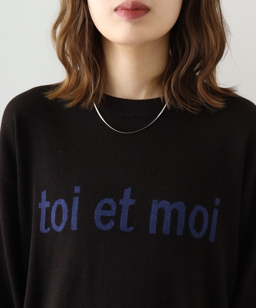 ニット セーター EGLANTINE インターシャロゴプルオーバー レディース EGLANTINE ニット セーター インターシャロゴプルオーバー