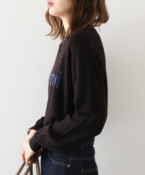 ニット セーター EGLANTINE インターシャロゴプルオーバー レディース EGLANTINE ニット セーター インターシャロゴプルオーバー