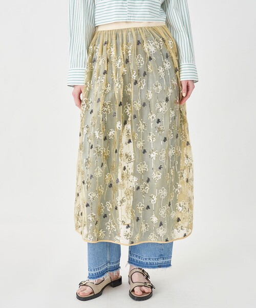 MACPHEE（マカフィー） スカート メッシュスパンコール ラップスカート