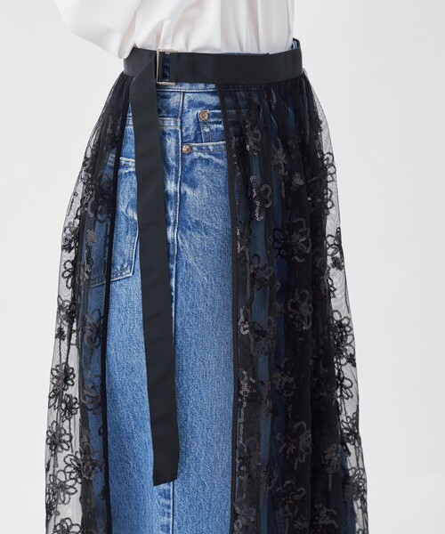 MACPHEE（マカフィー） スカート メッシュスパンコール ラップスカート