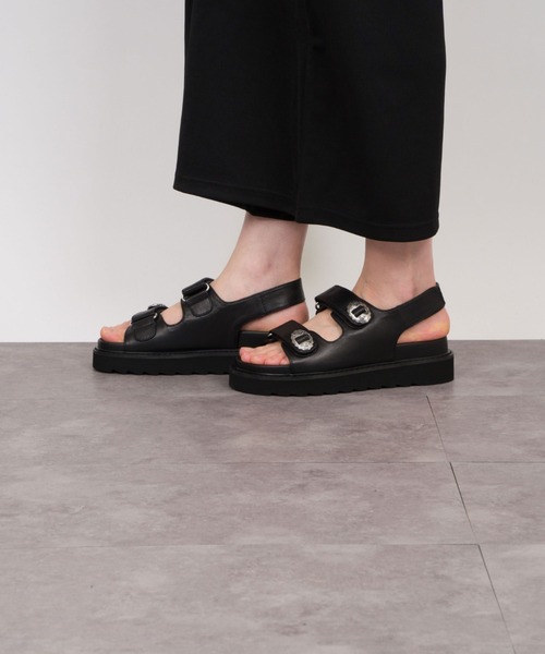 サンダル 「Mollini/モリーニ」レザーサンダル 厚底 フラットサンダル 