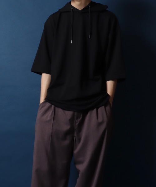 ANPAS パーカー Ponte Fabric Half Sleeve Hoodie/ストレッチ ポンチ 