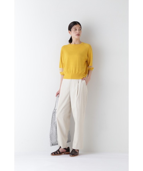 human woman パンツ 「3サイズ展開」麻ストレッチパンツ