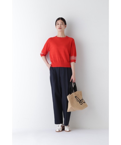 human woman パンツ 「3サイズ展開」麻ストレッチパンツ