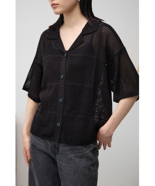 AZUL BY MOUSSY カーディガン メッシュニット切り替えデザイン