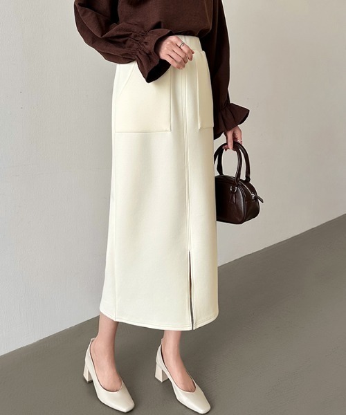 【希少】skep スケップ　ポーチ付き　タイトスカート　ストレッチ　ミモレ丈 希少】skep スケップ ポーチ付き タイトスカート ストレッチ