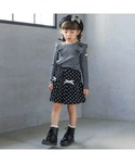 tシャツ 無地ボーダー花柄肩フリルリボン付き長...の詳細画像1