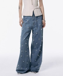 パンツ JOSE MOON WIDE DENIM PANTS with PEARL 34 WIDE DENIM PANTS with PEARL(34 BLACK): BOTTOMSjosemoon