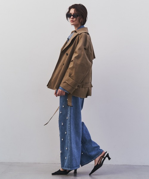 JOSE MOON ワイドデニムパンツウィズパール36 WIDE DENIM PANTS with PEARL/ワイドデニムパンツウィズパール（デニム