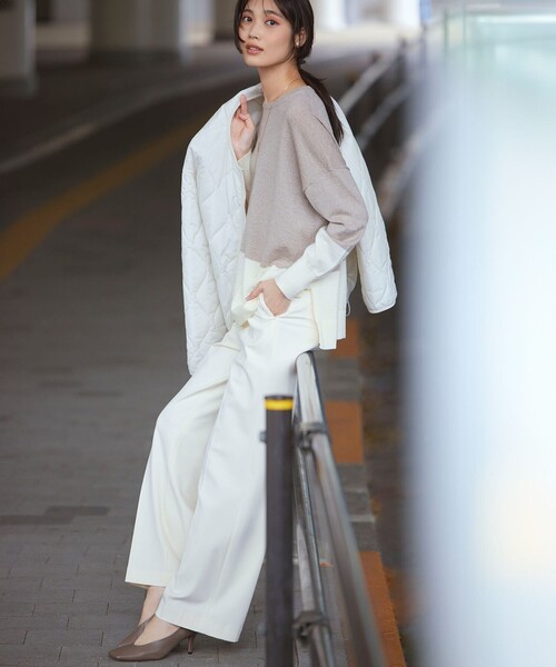 【WEB限定カラーあり/洗える】ウーステッドウール ワイドシルエット ニット 23区｜【WEB限定カラーあり/洗える】ウーステッドウール ワイド