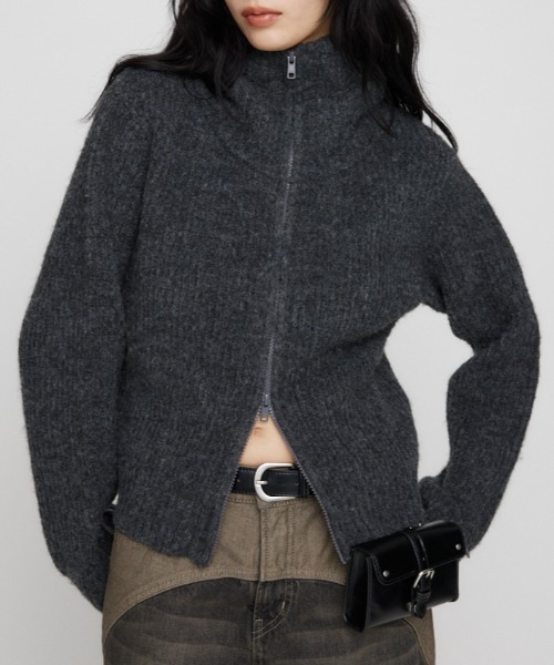 ニット セーター BIG NECK ZIP ニット レディース