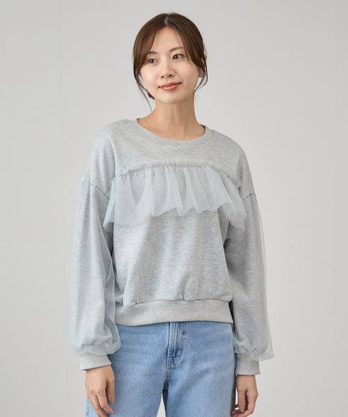 JAYRO（ジャイロ） トレーナー スウェット 袖チュールフロントフリル