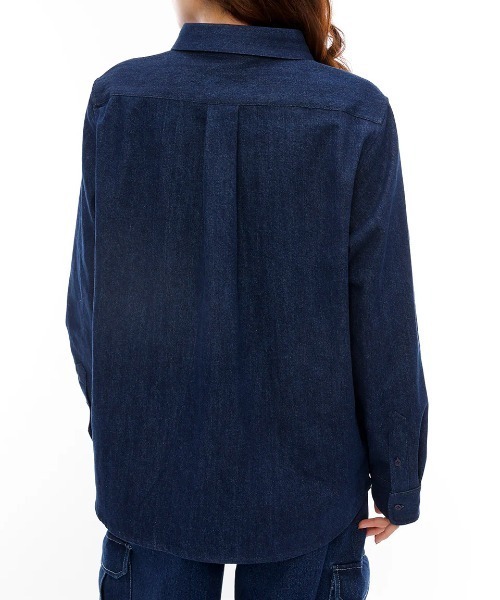 ブラウス シャツ RVCA レディース RECESSION DENIM SHIR 長袖シャツ/ルーカ胸ポケットワンポイントデニムシャツ レディース RVCA ブラウス シャツ レディース RECESSION DENIM SHIR 長袖