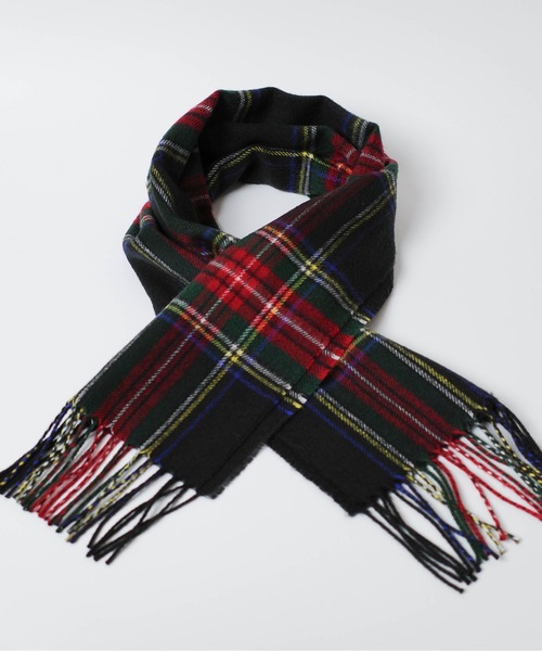 極美品 民族調ストール／タグ・ブランド表記なし／動物柄・多色フリンジ／素材不明 マフラー ストール 「NH2」「Made in JAPAN」カシミヤタッチ アクリル