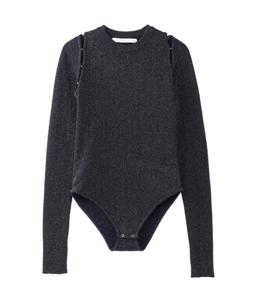 ニット セーター CUT OUT SLEEVE BODY SUIT LAME KNIT TOP レディース