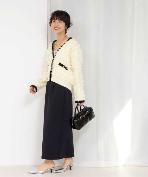 Rie Miller カーディガン 「手洗い可能」カットジャガード金