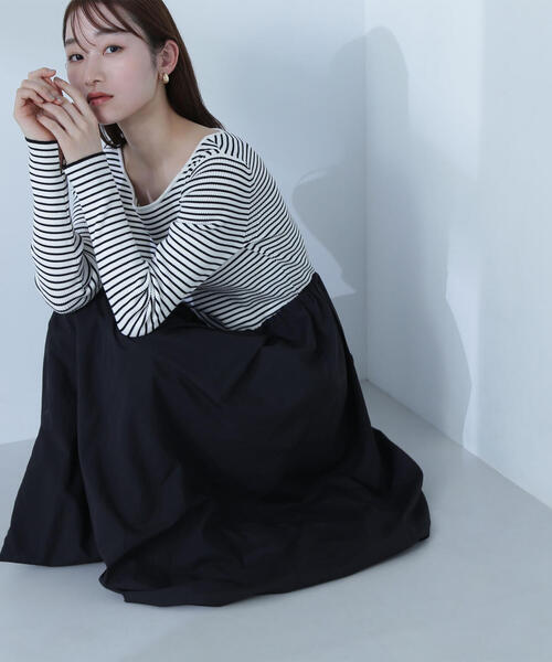 NATURAL BEAUTY BASIC ワンピース バルーンドッキングニット