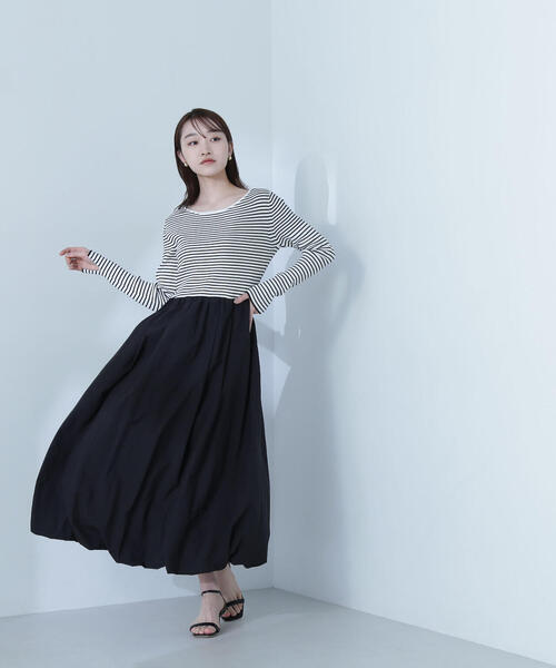 NATURAL BEAUTY BASIC ワンピース バルーンドッキングニット