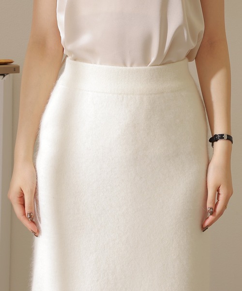 セットアップ openwork knit skirt set /透かし編み 切り替え ロング