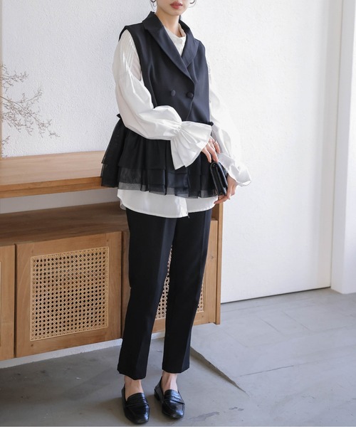 ANDREA &Co チュールコンビテーラードベスト ジレ ANDREA &Co チュールコンビテーラードベスト ジレ