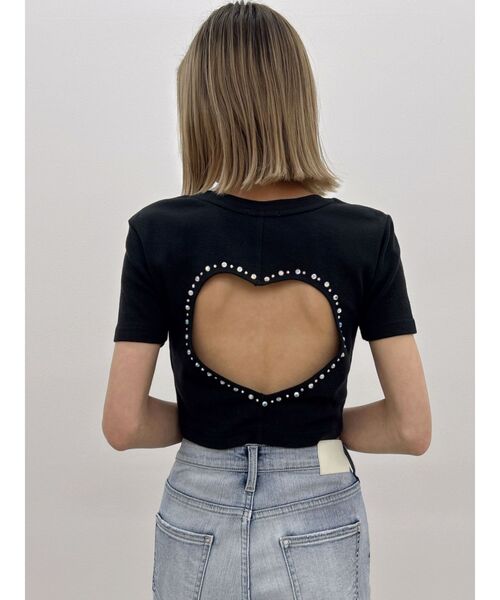 GYDA（ジェイダ） tシャツ BACK OPEN bijou heartトップス レディース