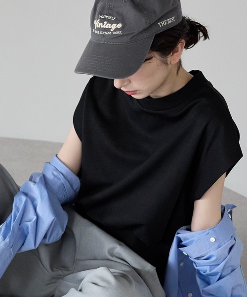 tシャツ 半袖 フレンチスリーブZIP付きトップス /前後２way レディース | TRIANGLE PALETTE