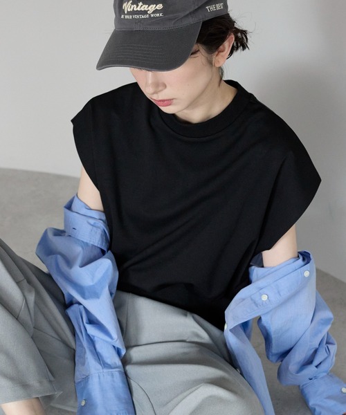 tシャツ 半袖 フレンチスリーブZIP付きトップス /前後２way レディース | TRIANGLE PALETTE | 05