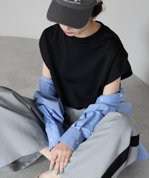 tシャツ 半袖 フレンチスリーブZIP付きトップス /前後２way レディース | TRIANGLE PALETTE | 06