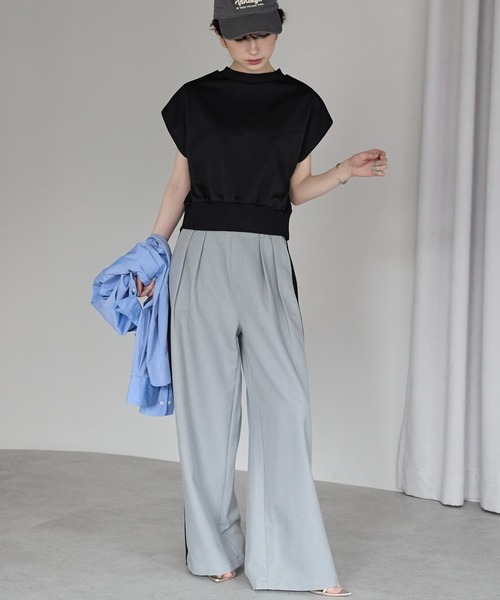 tシャツ 半袖 フレンチスリーブZIP付きトップス /前後２way レディース | TRIANGLE PALETTE | 14