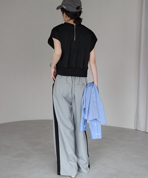 tシャツ 半袖 フレンチスリーブZIP付きトップス /前後２way レディース | TRIANGLE PALETTE | 17