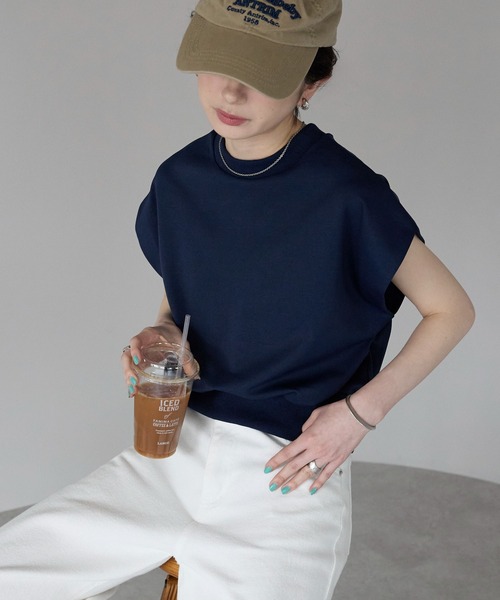 tシャツ 半袖 フレンチスリーブZIP付きトップス /前後２way レディース | TRIANGLE PALETTE | 20