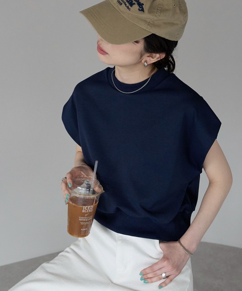 tシャツ 半袖 フレンチスリーブZIP付きトップス /前後２way レディース | TRIANGLE PALETTE | 18