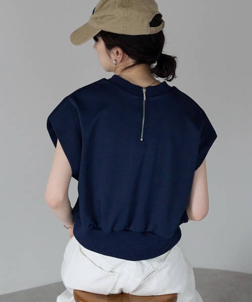tシャツ 半袖 フレンチスリーブZIP付きトップス /前後２way レディース | TRIANGLE PALETTE | 23