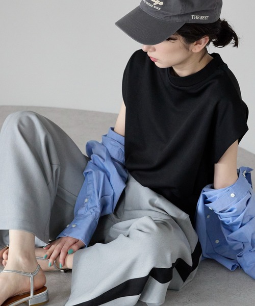 tシャツ 半袖 フレンチスリーブZIP付きトップス /前後２way レディース | TRIANGLE PALETTE | 04